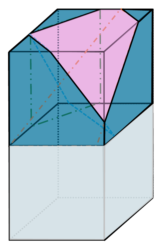 Three-dimensional junction representing a sharp corner inside a volume patch.